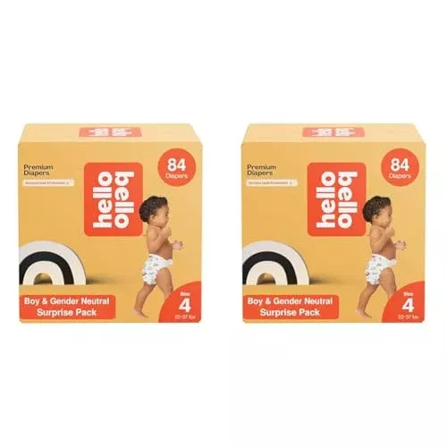 Hello Bello Premium Diapers - Hypoallergenic, Soft Feel, Assorted Patterns - Size 4, 84 Count