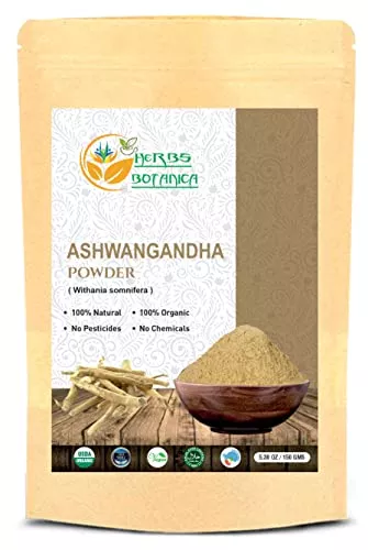 Herbs Botanica Organic Ashwagandha Powder - Supports Relaxation & Mental Clarity - 5.3 oz
