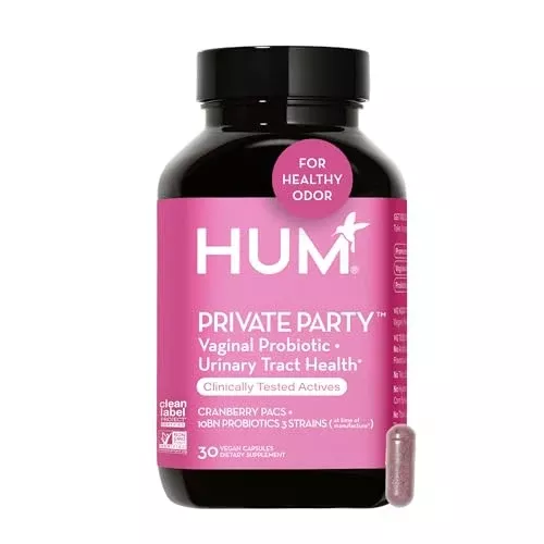 HUM Private Party Probiotic - Supports Vaginal pH Balance & Urinary Health - Vegan, 30 Capsules