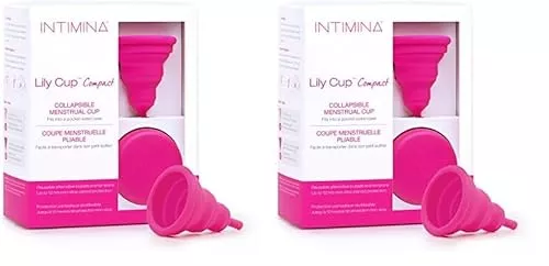 Intimina Lily Cup Compact - 8-Hour Protection, Body-Safe Silicone, Size B - Pack of 2