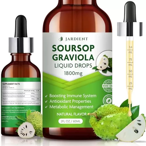 Jardient Soursop Bitters - Boost Immunity & Digestion, Non-GMO Herbal Extract - 2 fl oz