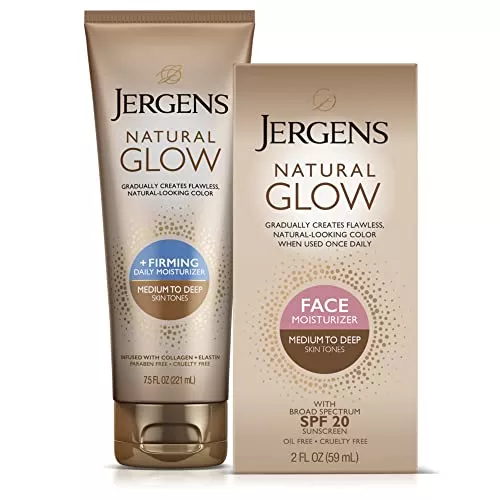 Jergens Natural Glow Self Tanner Bundle - Hydrating, SPF 20, Anti-Cellulite, Medium to Tan