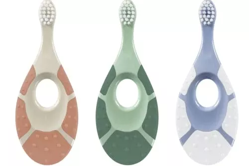 Jordan Baby Toothbrush - Bio-Based Bristles, Soft Teething Ring, 84% Recycled Handle - 3 Pack