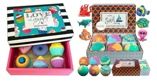Joyful Bath Bombs - Aromatherapy with Organic Ingredients, Moisturizing & Fun Surprise Toys - 6 Pack