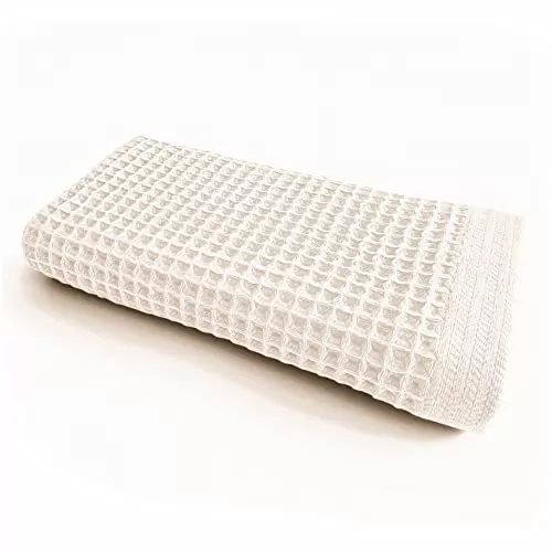 K25 Waffle Bath Towel - Ultra Absorbent, Quick-Drying, 100% Cotton, Extra Large, Vanilla