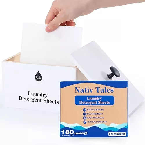Laundry Detergent Sheets - 8X Deep Cleaning, Gentle Plant-Based Formula, Ocean Breeze - 90 Sheets