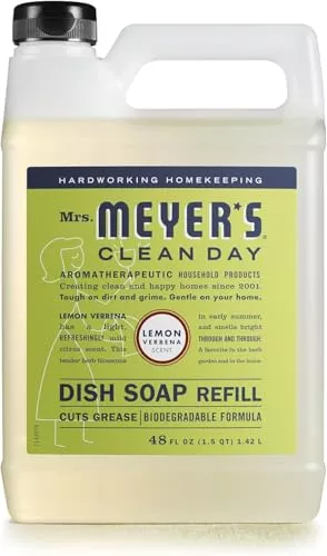 Mrs. Meyer's Liquid Dish Soap Refill - Cuts Grease, Biodegradable, Lemon Verbena - 48 fl. oz