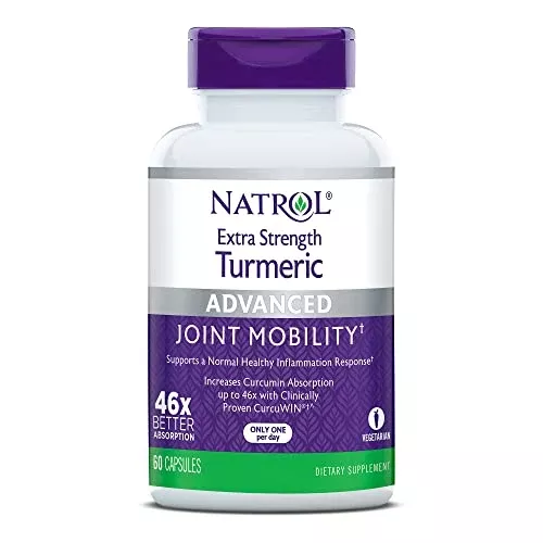 Natrol Extra Strength Turmeric - Supports Joint Health, Absorption Boost - 60 Capsules