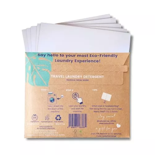 Naturali Laundry Detergent Sheets - Compact Travel Essential, Non-Toxic, 5-Pack
