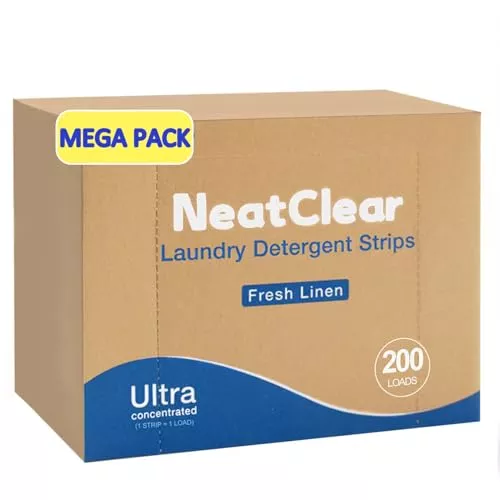 NeatClear Laundry Detergent Sheets - Gentle, Hypoallergenic, Biodegradable - 200 Loads