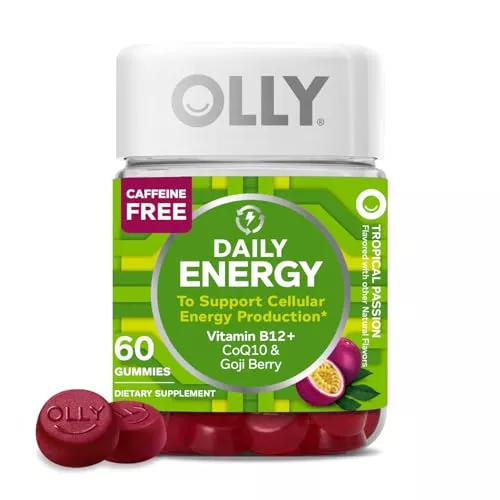 OLLY Daily Energy Gummies - Boost Cellular Energy, Caffeine Free, Tropical Flavor - 60 Count