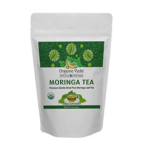 Organic Veda Moringa Tea - Boosts Energy & Immunity, Antioxidant-Rich, Non-GMO - 4oz
