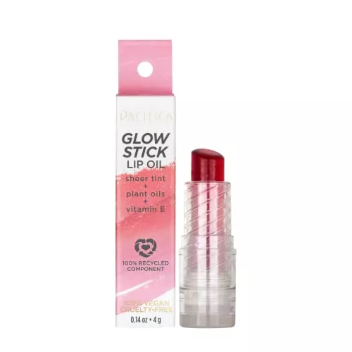 Pacifica Glow Stick Lip Oil - Hydrating Shine, Vegan & Cruelty-Free - 0.14 oz Rosy Glow