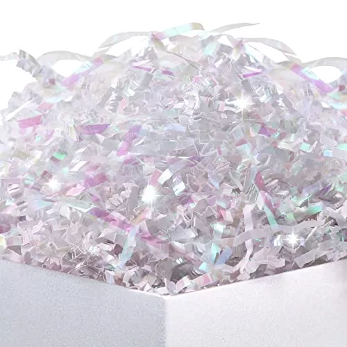 Paper Fair Iridescent Diamond White Gift Wrap - Elegant Cushioning, Biodegradable Paper - 1/2 lb