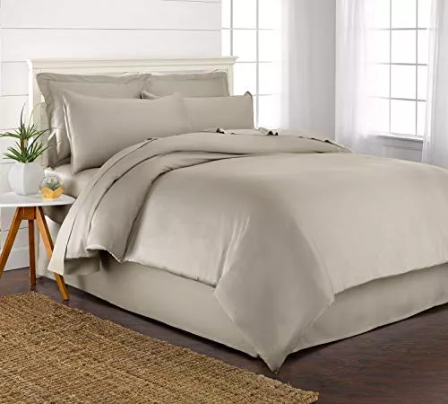 Pure Bamboo King Duvet Cover Set - 100% Organic Viscose, Cooling Comfort, 2 Pillowcases - Sand