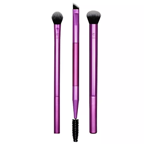Real Techniques Eye Makeup Brush Set - Flawless Shadow & Liner, Vegan Bristles - 3 Count