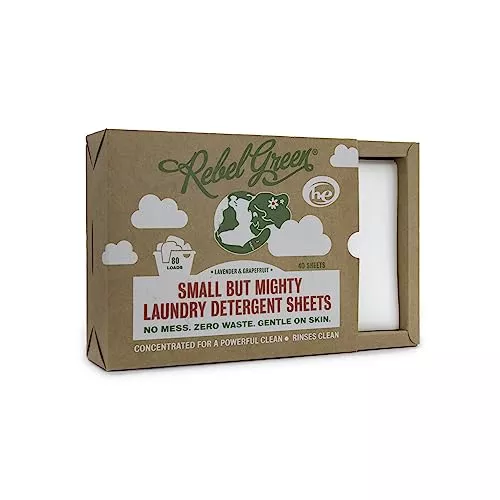 Rebel Green Laundry Detergent Sheets - Plant-Powered, Biodegradable, Lavender Grapefruit - 40 Sheets