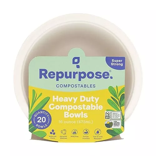 Repurpose 16oz Plant-Based Bowls - Chlorine Free, Upcycled, 20 Count