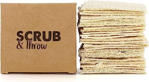 Scrub & Throw Loofah Sponges - Durable, Biodegradable, Non-Toxic, All-Purpose - 30 Pack