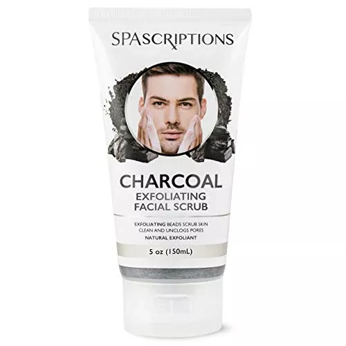 Spascriptions Charcoal Facial Cleanser - Exfoliates with Walnut Shells, pH Balanced - 5 Oz