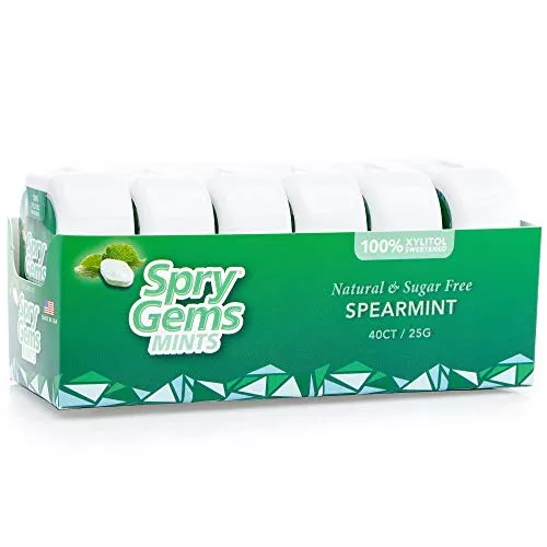 Spry Gems Breath Freshener - Promotes Oral Health, Sugar-Free Xylitol Mints, 40 Count (Pack of 6)