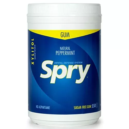 Spry Peppermint Chewing Gum - Xylitol Dental Defense, Fresh Breath, Sugar-Free - 550 Count, 2 Pack
