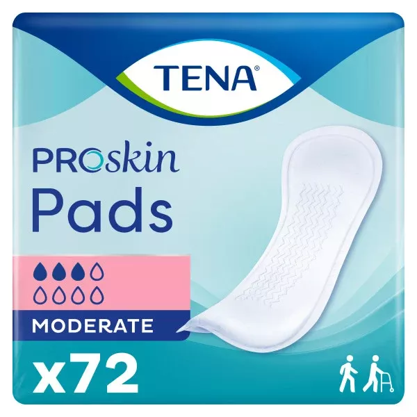 TENA ProSkin Moderate Absorbent Pads for Women, Regular Length, 11"- Pack of 72