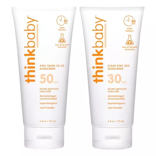 Thinkbaby Kids Sunscreen - Broad Spectrum UVA/UVB Protection, Water Resistant, 6 oz SPF 50+