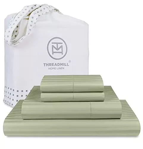Threadmill 600 Thread Count Bed Sheet Set - Soft, Breathable Cotton, OEKO-TEX Certified - Twin XL