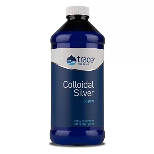 Trace Minerals Colloidal Silver Liquid - 30 PPM, 99.99% Pure, Vegan, 16 fl oz Bottle