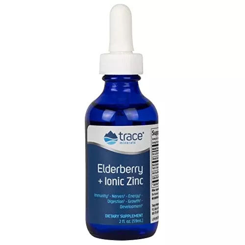 Trace Minerals Liquid Supplement - Immune Support with Elderberry & Zinc, Non-GMO, Vegan - 2oz
