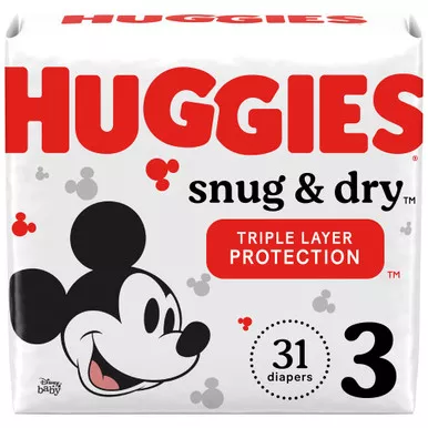 Unisex Baby Diaper Huggies Snug & Dry Size 3 Disposable Heavy Absorbency 31/PK