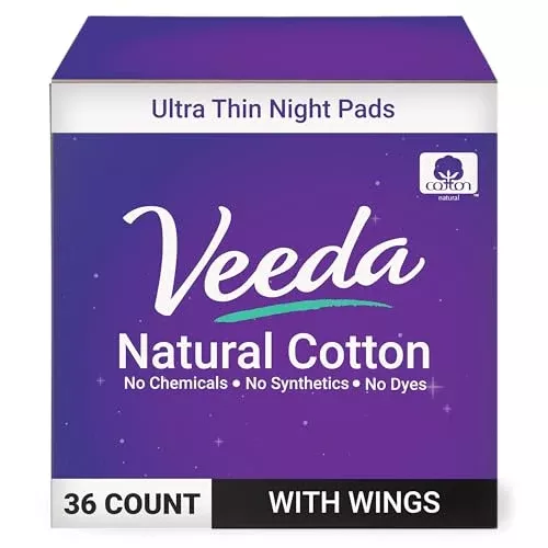 Veeda Feminine Pads - Ultra Thin, Super Absorbent, Hypoallergenic, 36 Count
