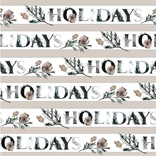 Waterleaf Paper Co. Dissolvable Gift Wrap - 100% Compostable, Winter Botanical Design - 16 Sq Ft