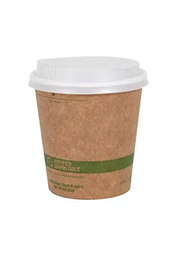 World Centric Compostable Coffee Cups - 100% Biodegradable, 12oz, 50 Pack, Made from Certified Paper