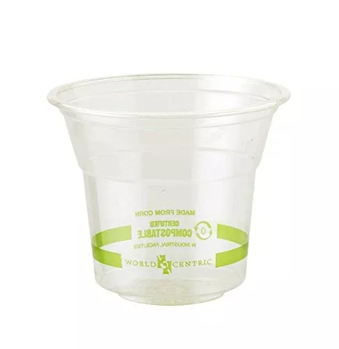 World Centric Compostable Cups - Plant-Based, Ideal for Cold Drinks, Clear - 5 oz, Pack of 2000