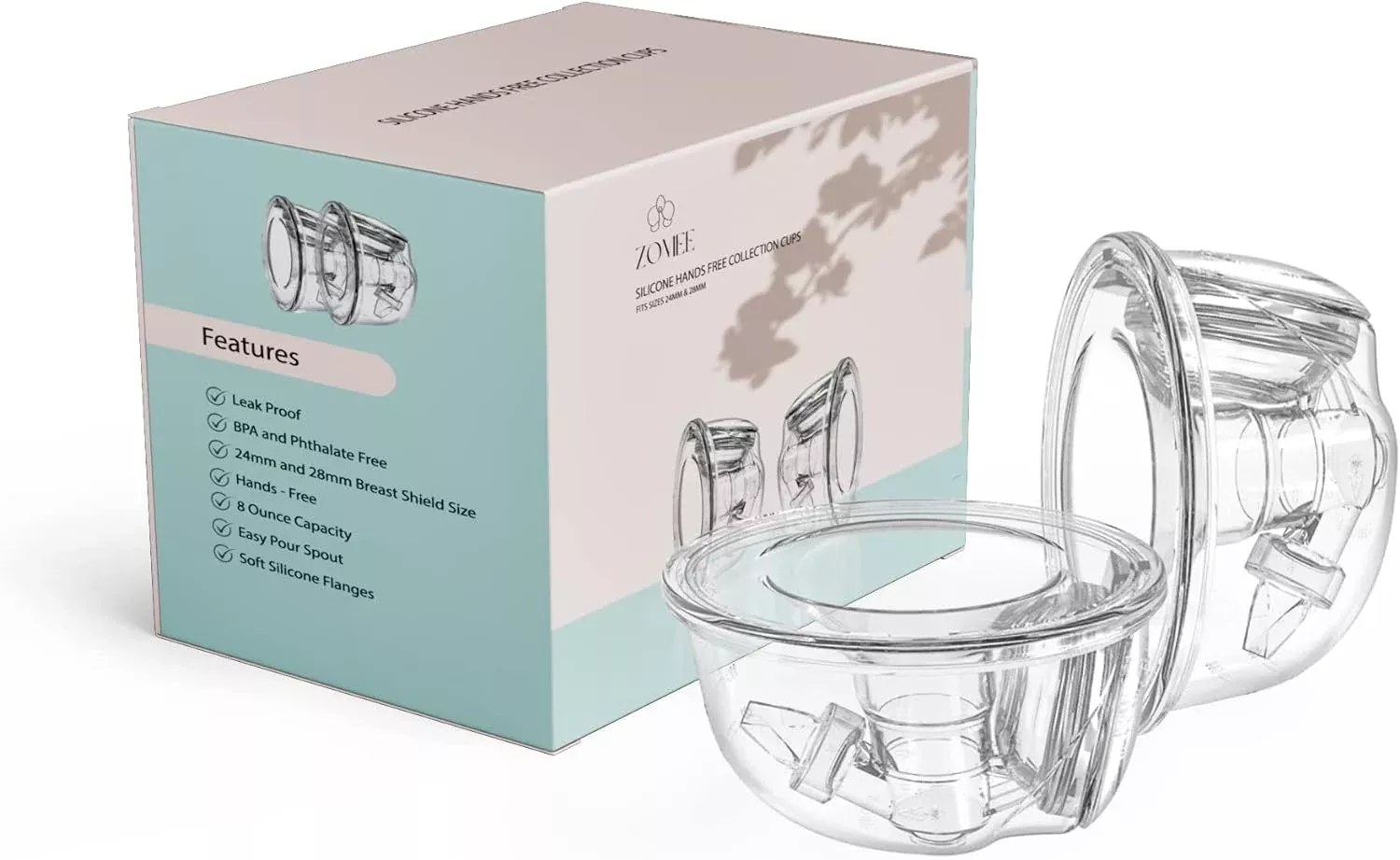 Zomee Silicone Hands-free Collection Cups (pair Of Two)- 1 Each